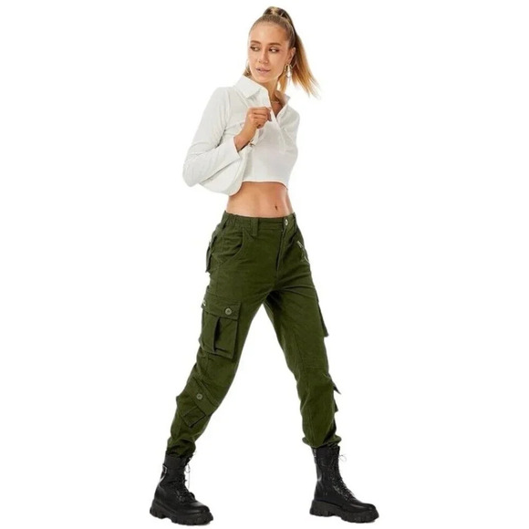 Must Way Cargo Pants Sz 8 Green Hiking Outdoor Hunting Gorpcore Stretch Grunge - Picture 1 of 12